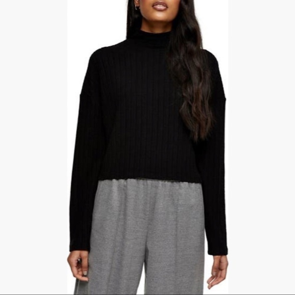 NWT Topshop Mock Neck Rib Top